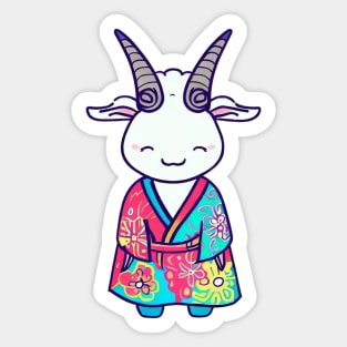 Japanese goat in kimono Sticker